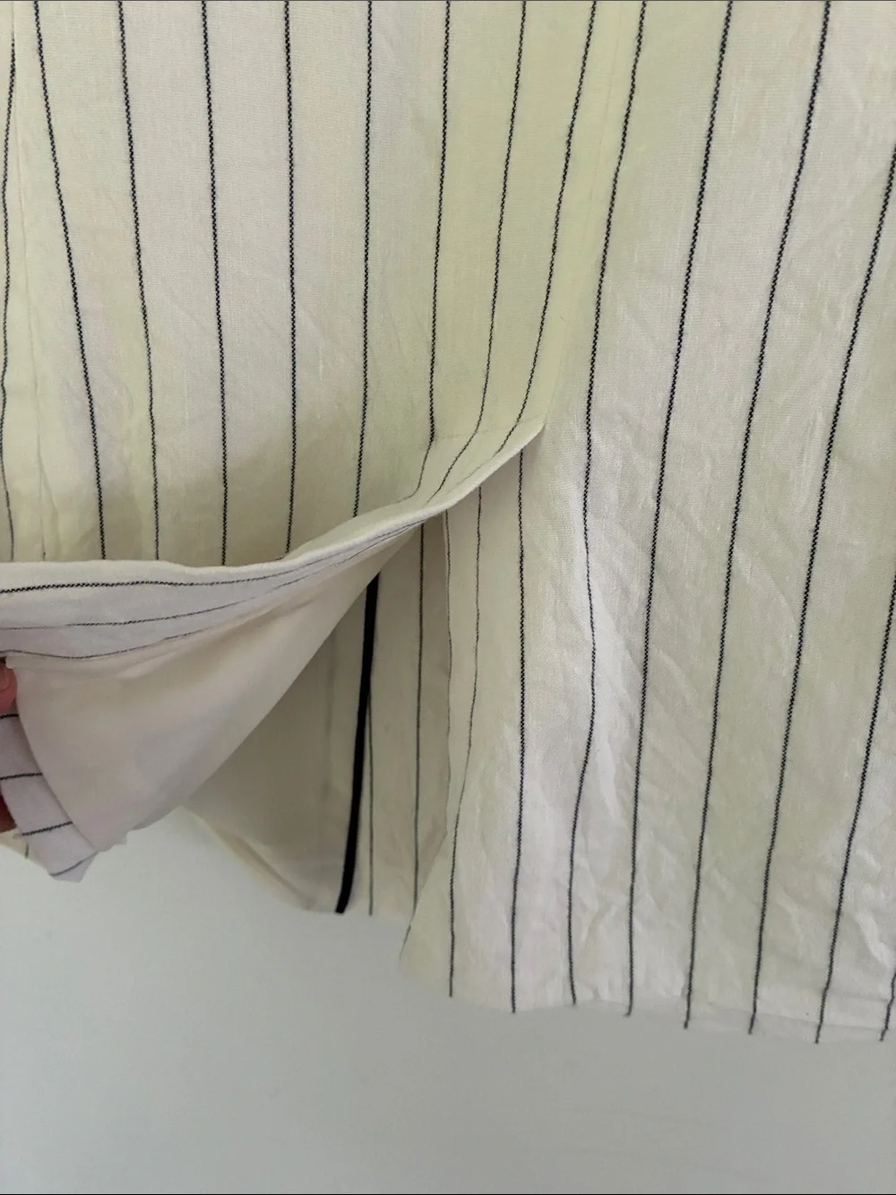 LOFT Cream Blazer with Navy Pinstripes
